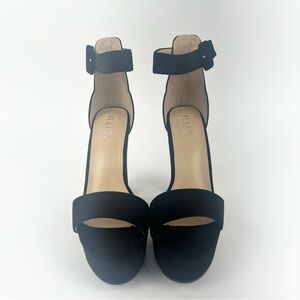 Black Chunky Heel with Platform and Ankle Strap